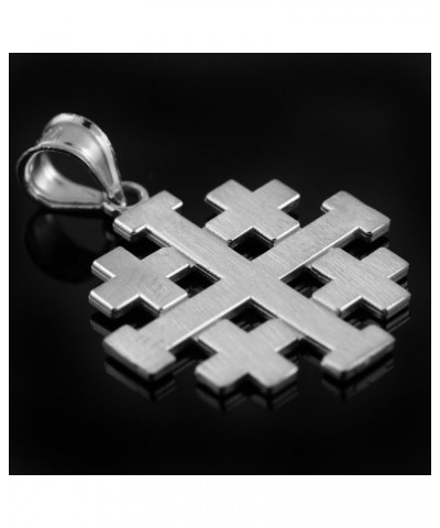 Religious Jewelry by FDJ Matte Finish 925 Sterling Silver Crusaders Jerusalem Cross Pendant $12.99 Pendants