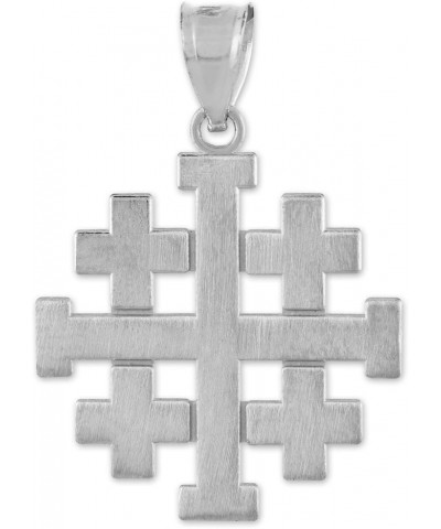 Religious Jewelry by FDJ Matte Finish 925 Sterling Silver Crusaders Jerusalem Cross Pendant $12.99 Pendants