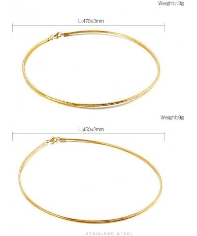 Minimalist Round Gold Bar Necklace Simple Fashion High Neck Choker Female King Neckwire Gold-17.7in*2mm $12.30 Necklaces