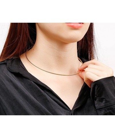 Minimalist Round Gold Bar Necklace Simple Fashion High Neck Choker Female King Neckwire Gold-17.7in*2mm $12.30 Necklaces