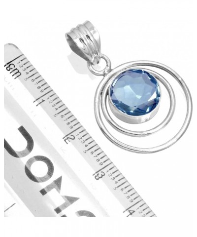 925 Sterling Silver Handmade Pendant for Women 10 MM Round Gemstone Costume Silver Jewelry for Gift (99515_P) Iolite Quartz $...