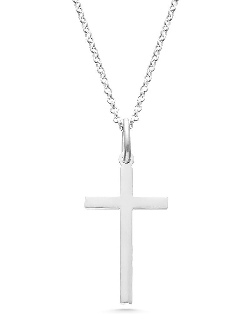 Cross Necklace for Men, 925 Solid Sterling Steel Pendant White Silver Faith Cross Chain, Jewelry Gift Box for Teen Girls, Boy...