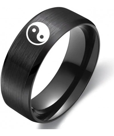 8mm Stainless Steel Tai Chi Yin Yang Bagua Balance Rings for Men Women High Polished Comfort Fit Silver $10.36 Rings