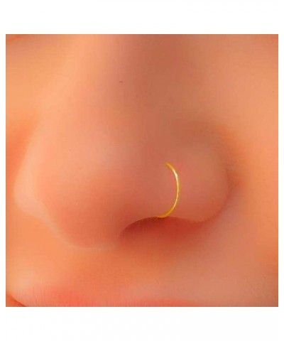 14 Karat Solid Gold 22 Gauge (0.6MM) - 3/8 Inch (10MM) Length Seamless Continuous Nose Hoop Ring Yellow Gold $28.11 Body Jewelry