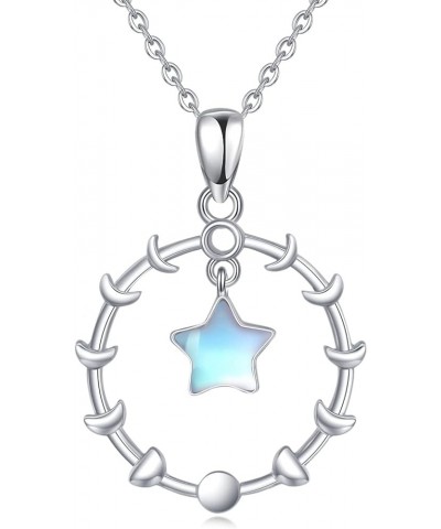 Moon Star Necklace, Graduation Gift 925 Sterling Silver Crescent Moon Star Sun Pendant Crescent Jewelry Gift E-Moon Phase $20...