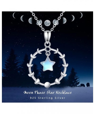 Moon Star Necklace, Graduation Gift 925 Sterling Silver Crescent Moon Star Sun Pendant Crescent Jewelry Gift E-Moon Phase $20...