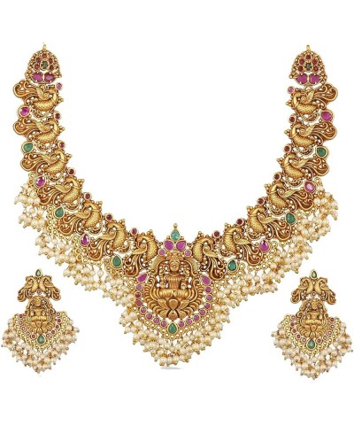 Antique Gold Plated Cira Short Necklace Set with Floral Design - Indian Jewelry Sets for Women | Perfect for Ethnic Occasions...