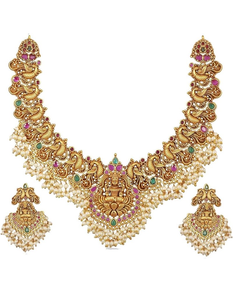 Antique Gold Plated Cira Short Necklace Set with Floral Design - Indian Jewelry Sets for Women | Perfect for Ethnic Occasions...