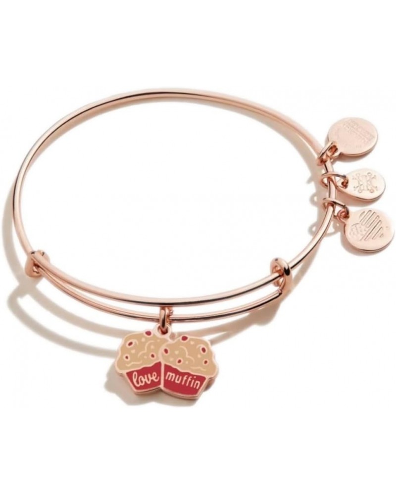 Food Expandable Bangle for Women, Love Muffin Charm, Shiny Rose Gold Finish, 2 to 3.5 in $11.97 Bracelets