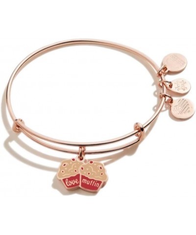 Food Expandable Bangle for Women, Love Muffin Charm, Shiny Rose Gold Finish, 2 to 3.5 in $11.97 Bracelets