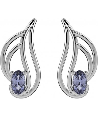 0.55ctw, 3x5mm Oval Genuine Gemstone & Solid 925 Sterling Silver Stud Earrings Tanzanite $9.68 Earrings