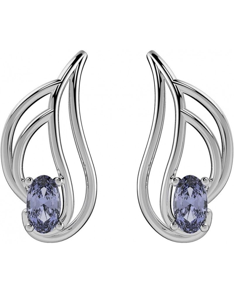 0.55ctw, 3x5mm Oval Genuine Gemstone & Solid 925 Sterling Silver Stud Earrings Tanzanite $9.68 Earrings