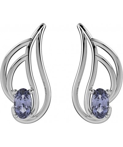 0.55ctw, 3x5mm Oval Genuine Gemstone & Solid 925 Sterling Silver Stud Earrings Tanzanite $9.68 Earrings