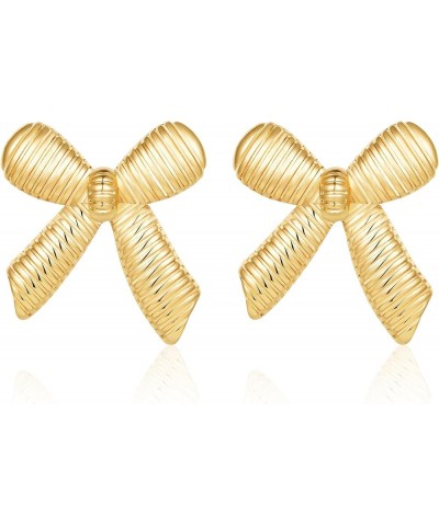 Gold Bow Earrings for Women Statement Bow Stud Earrings Gold -1 $7.69 Earrings