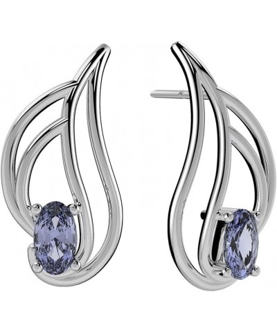 0.55ctw, 3x5mm Oval Genuine Gemstone & Solid 925 Sterling Silver Stud Earrings Tanzanite $9.68 Earrings