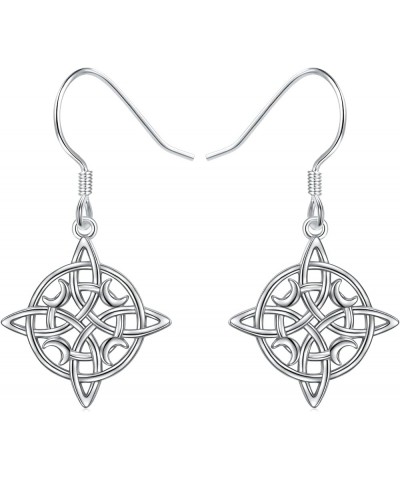 925 Sterling Silver Good Luck Irish Trinity Celtic Knot Triangle Vintage Dangle Drop Earrings Witches Knot $14.00 Earrings