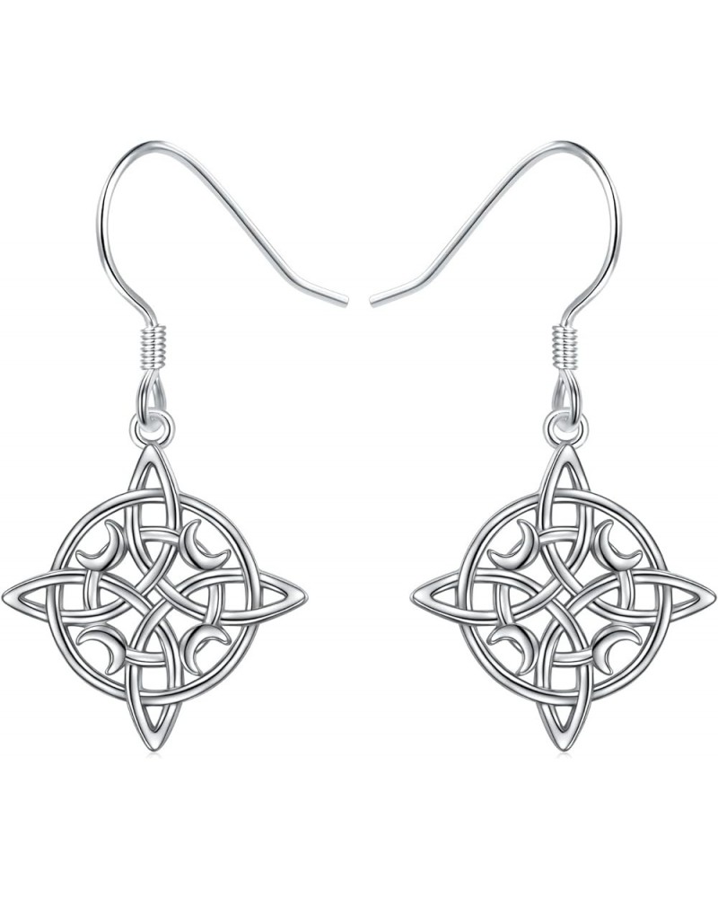 925 Sterling Silver Good Luck Irish Trinity Celtic Knot Triangle Vintage Dangle Drop Earrings Witches Knot $14.00 Earrings