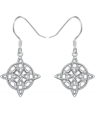 925 Sterling Silver Good Luck Irish Trinity Celtic Knot Triangle Vintage Dangle Drop Earrings Witches Knot $14.00 Earrings