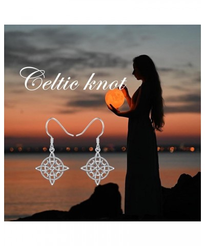 925 Sterling Silver Good Luck Irish Trinity Celtic Knot Triangle Vintage Dangle Drop Earrings Witches Knot $14.00 Earrings