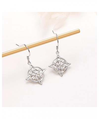 925 Sterling Silver Good Luck Irish Trinity Celtic Knot Triangle Vintage Dangle Drop Earrings Witches Knot $14.00 Earrings