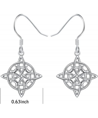 925 Sterling Silver Good Luck Irish Trinity Celtic Knot Triangle Vintage Dangle Drop Earrings Witches Knot $14.00 Earrings