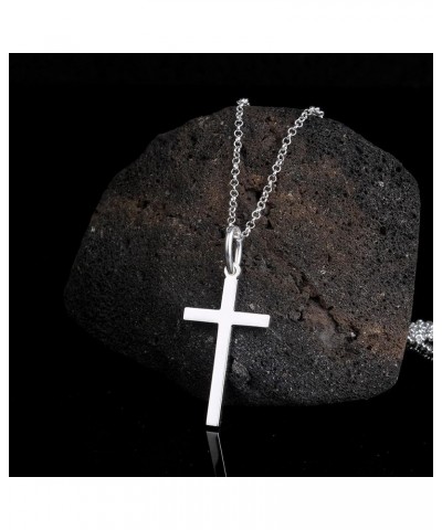 Cross Necklace for Men, 925 Solid Sterling Steel Pendant White Silver Faith Cross Chain, Jewelry Gift Box for Teen Girls, Boy...