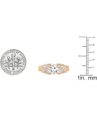 14K Gold 6 MM Round Moissanite, Round & Princess White Diamond Ladies Bridal Engagement Ring Rose Gold $483.16 Rings