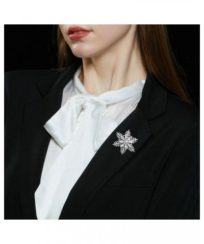 Wedding Elegant Mother Flower Brooch Pin Snowflakes Full Prong CZ Pendant Full Crystals Broche for Women Gift J Snowflake $11...