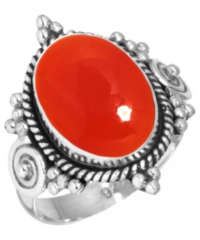 925 Sterling Silver Statement Ring for Women 10x14 Oval Gemstone Handmade Jewelry for Gift (99016_R) Carnelian $14.96 Rings