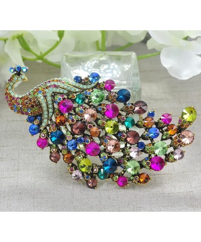 Vintage Style Crystal Large Peacock Feather Pin Brooch Multicolor $16.19 Brooches & Pins