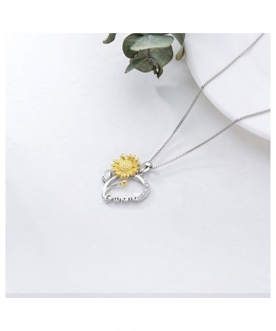 Necklace for Grandma 925 Sterling Silver Lily Sunflower Carnation Flower Heart Necklace I Love You Grandmother Nana Pendant W...