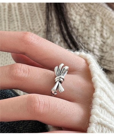 Bow Rings for Women Silver Plated Ribbon Bow Tie Ring Band Open Statement Rings Minimalist Butterfly Knot Promise Engagement ...