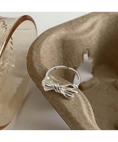 Bow Rings for Women Silver Plated Ribbon Bow Tie Ring Band Open Statement Rings Minimalist Butterfly Knot Promise Engagement ...