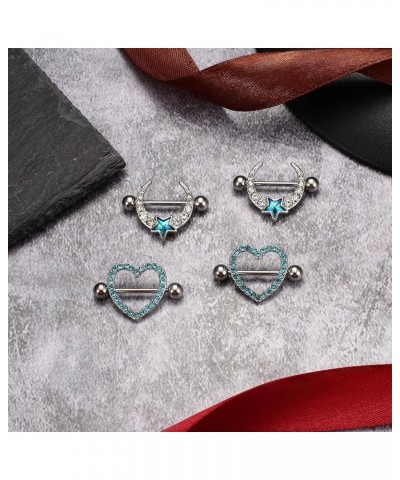 8 Pairs Nipple Rings for Women Surgical Steel 14G CZ Butterfly Barbell Ox Horn Star Heart Nipple Rings Cute Nipple Piercing J...