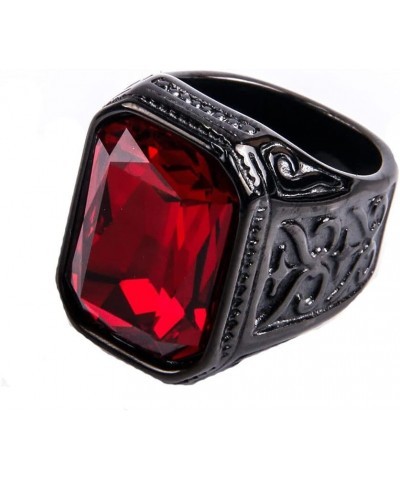 Men Women's Stainless Steel Gem Square Personality Rings Jewelry Anniversary Multicolor Gemstone Black Plated Red $9.07 Rings