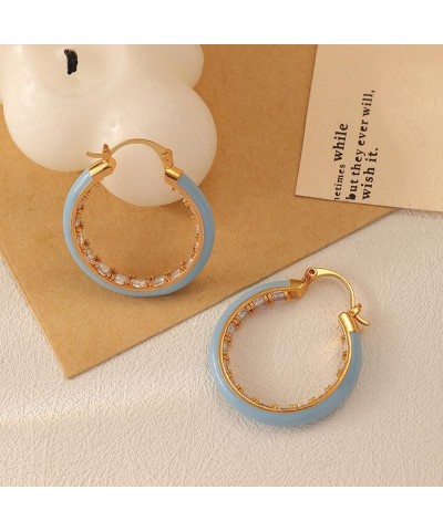 Vintage Turquoise Hoop Earrings for Women Girls Natural Stone Earrings 18k Gold Plated Medium Hoop Earrings Bohemia Beads Gem...