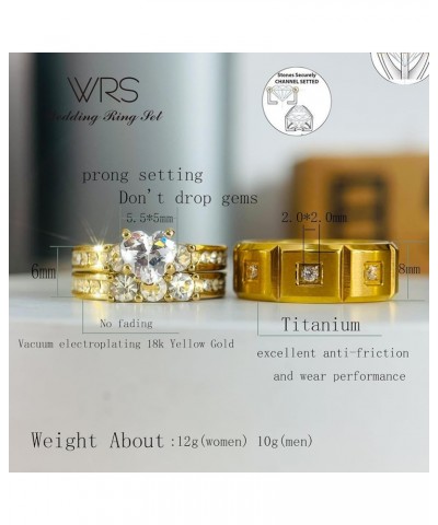 TWO RINGS His Hers Wedding Ring Sets Couples Rings Women's 18k Yellow Gold White CZ Wedding Engagement Ring Bridal Sets & Men...