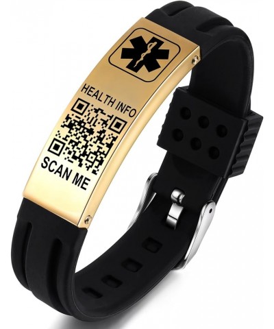 Medical Bracelets for Men Women with QR Code Medical Alert ID Bracelets Sport Boy Girl - Silicone Waterproof Wristband Fits W...