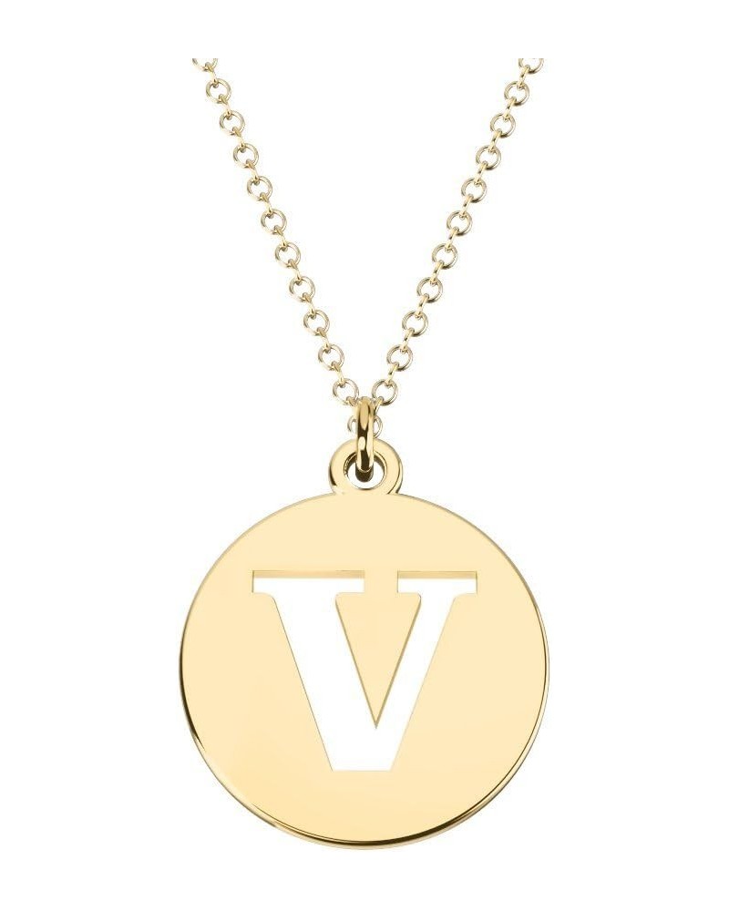 10K Yellow Gold Intial Disc Cutout Pendant by JEWLR 18.0 Inches V $67.90 Necklaces