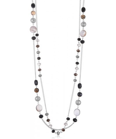 Layered Long Necklaces for Women Crystal Beaded Statement Necklace Sweater Silver Chain with Gifts Box Jewelry Black $11.04 N...