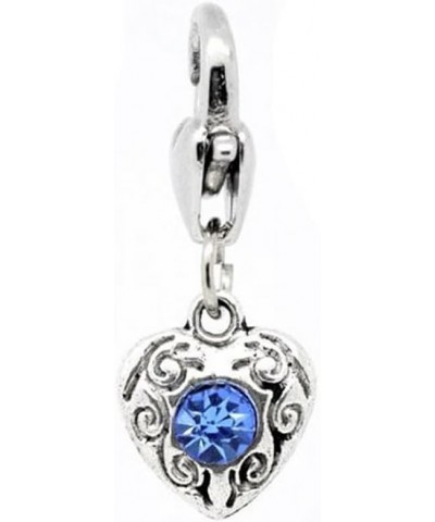 Clip on Birthstone Charms Color Rhinestone Heart Charms MARCH $8.24 Bracelets