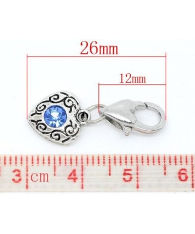 Clip on Birthstone Charms Color Rhinestone Heart Charms MARCH $8.24 Bracelets