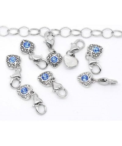 Clip on Birthstone Charms Color Rhinestone Heart Charms MARCH $8.24 Bracelets