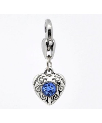 Clip on Birthstone Charms Color Rhinestone Heart Charms MARCH $8.24 Bracelets