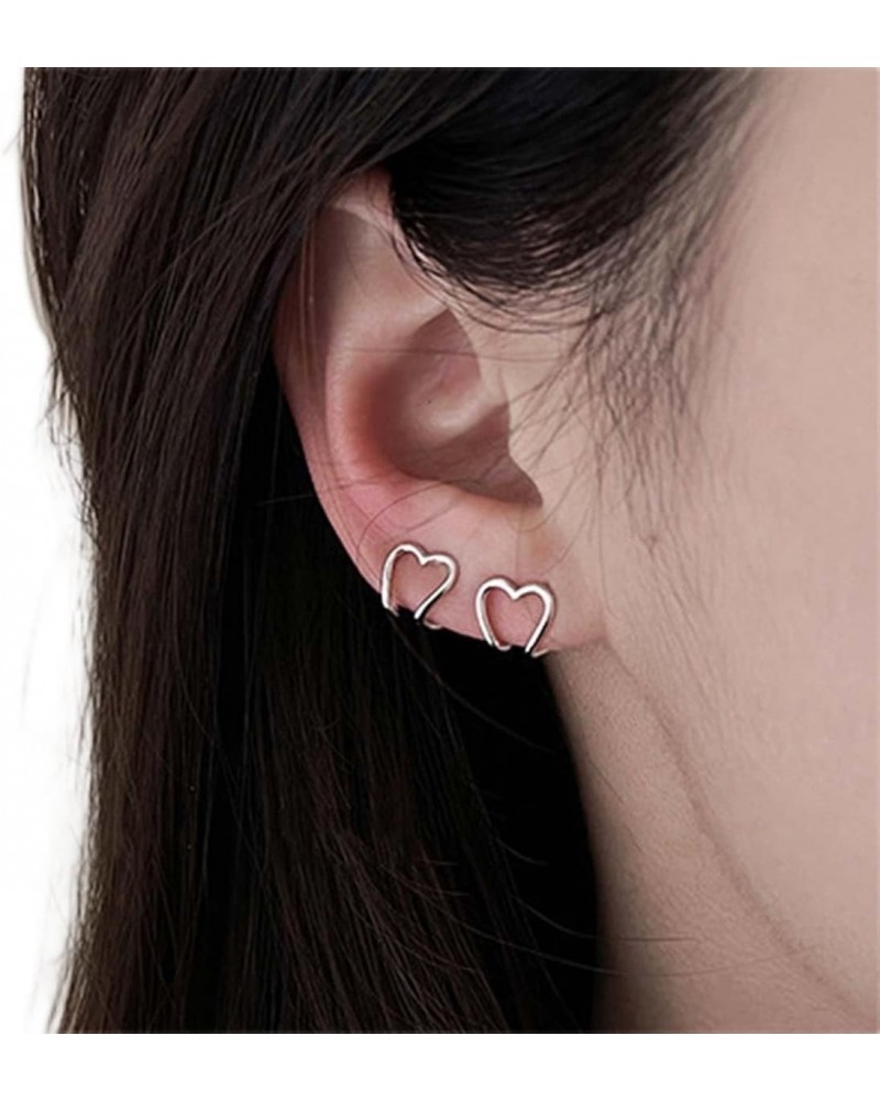 925 Sterling Silver Heart Ear Cuff Non-Piercing Fake Earrings Cartilage Cuff Earrings Dainty Cute Love Heart Ear Clip Wrap Ar...