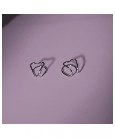 925 Sterling Silver Heart Ear Cuff Non-Piercing Fake Earrings Cartilage Cuff Earrings Dainty Cute Love Heart Ear Clip Wrap Ar...