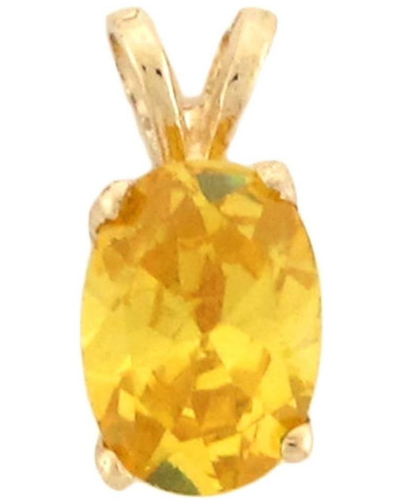 14k Solid Gold Simulated Birthstone CZ Charm Pendant yellow-topaz $49.35 Pendants