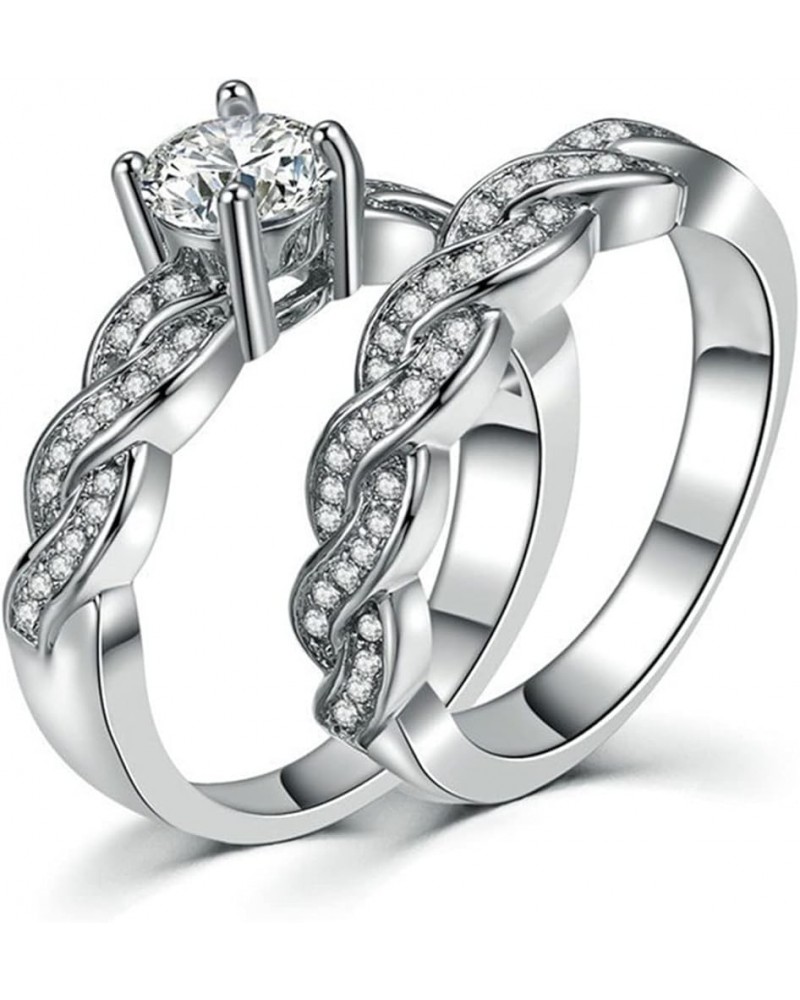 Wedding Ring Sets for Women 1ct aaa Cz 2pcs Engagement Ring Sets White $17.48 Sets