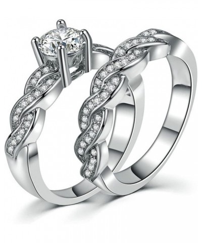 Wedding Ring Sets for Women 1ct aaa Cz 2pcs Engagement Ring Sets White $17.48 Sets