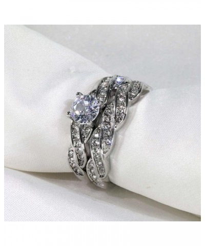 Wedding Ring Sets for Women 1ct aaa Cz 2pcs Engagement Ring Sets White $17.48 Sets